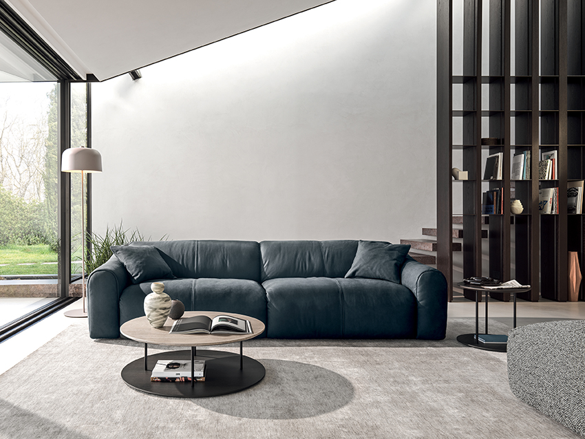 “Daily sofa by Ditre Italia – modern Italian design with slim armrests and plush fabric upholstery”
