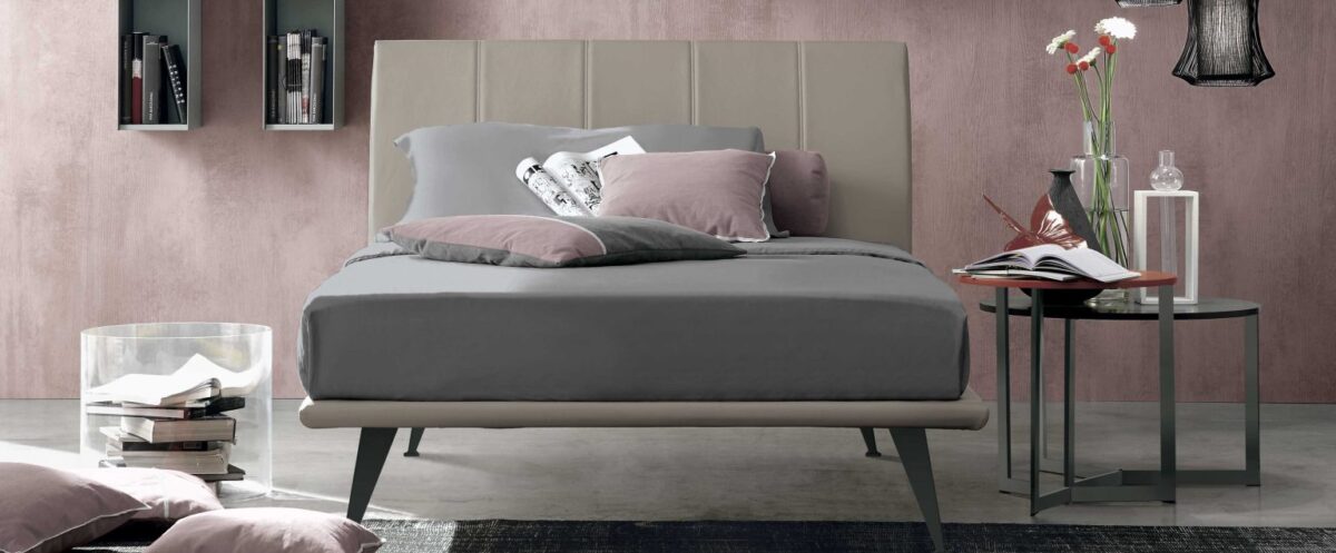 “Seven single bed by Tomasella – modern Italian youth bed with sleek upholstered headboard and minimalist design”