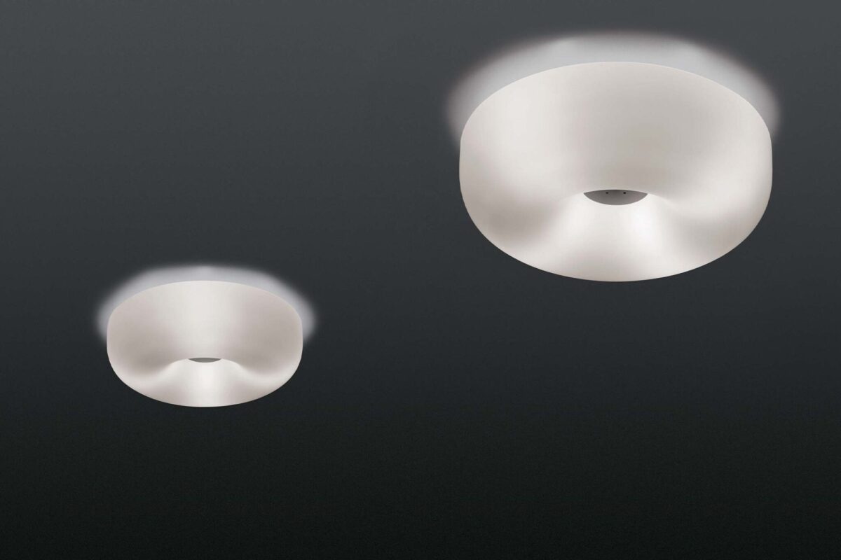 Circus by Foscarini, designer wall and ceiling lamp with blown glass diffuser, Birmingham Michigan.