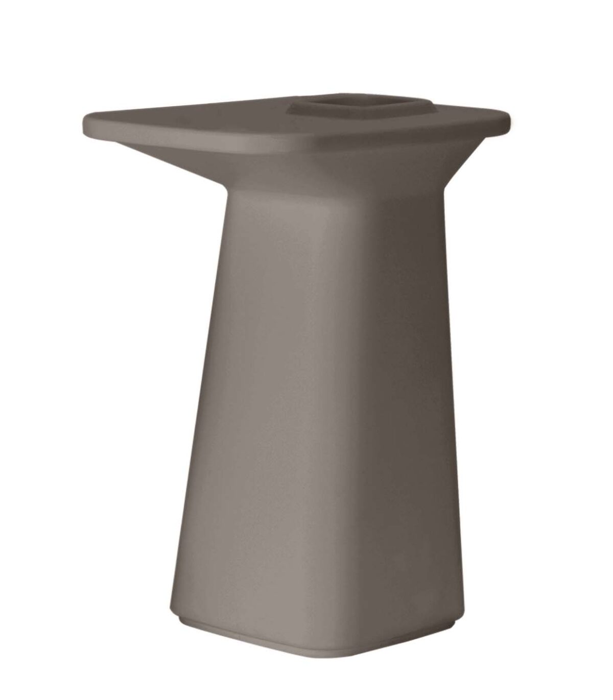 Designer NOMA Bar Table by Vondom with curved pedestal base and minimalist round top