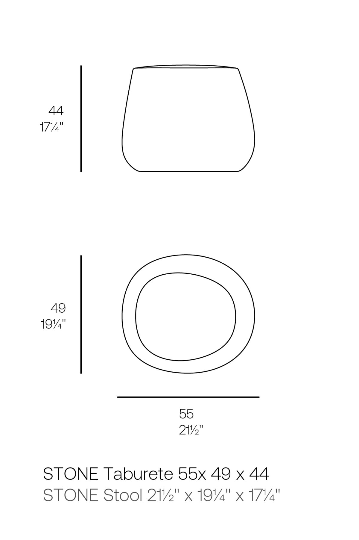 Modern Stone Stool 49x55x44 by Stefano Giovannoni for Vondom, high-end Spanish organic design for Royal Oak, Michigan.