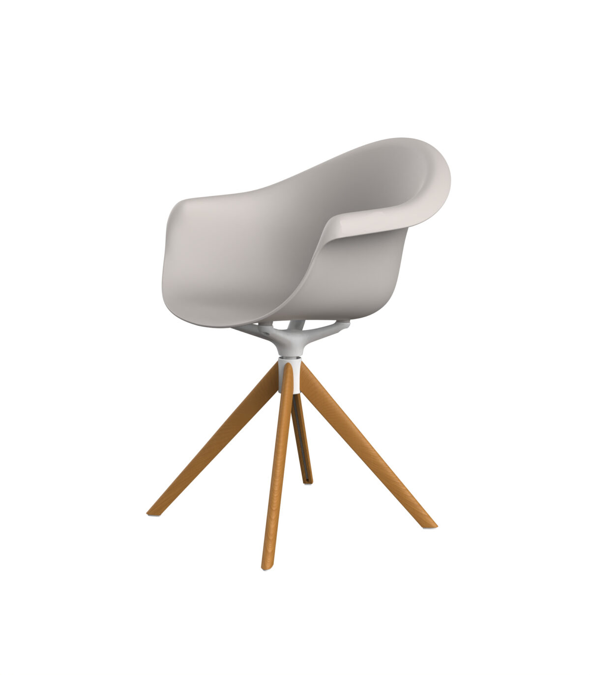 "Vondom INCASSO Swivel Armchair with natural wood legs and a sculpted modern shell."