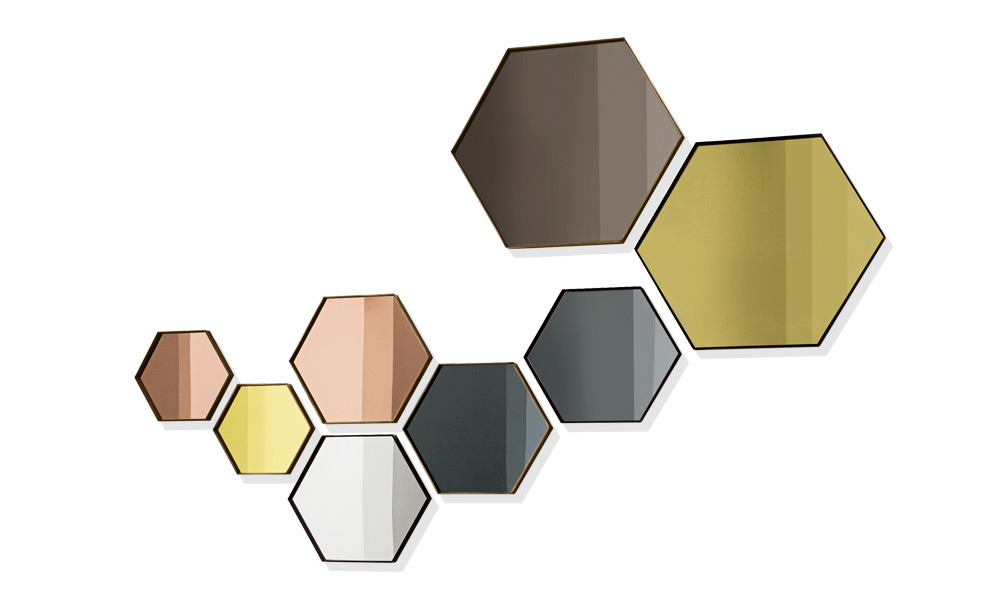 “Visual mirror by Sovet – artistic hexagonal form for stylish modern interiors”