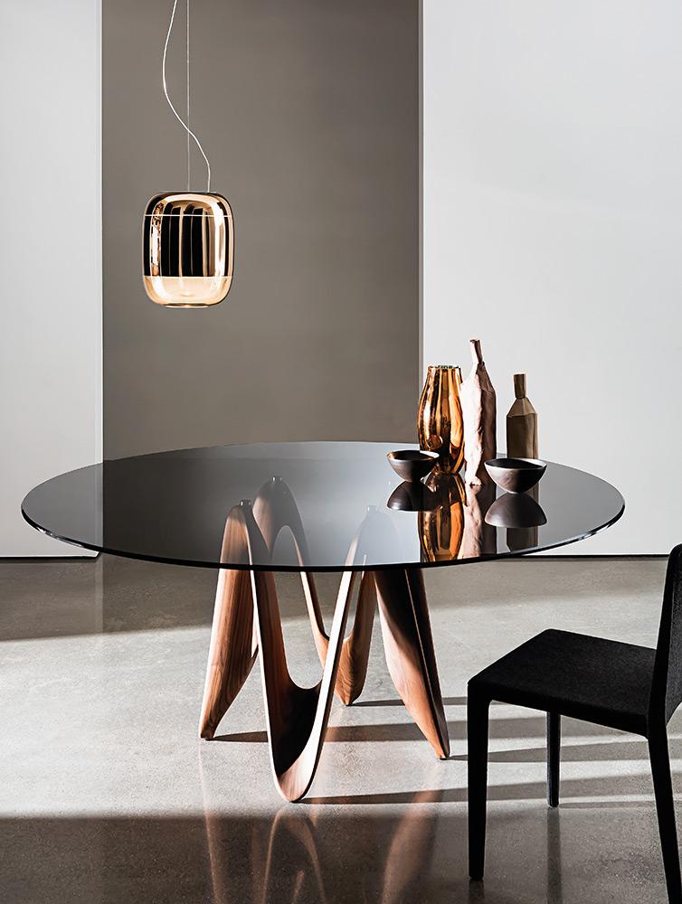 “Lambda Dining Table by Sovet – modern Italian table with iconic sculptural base and minimalist top design”