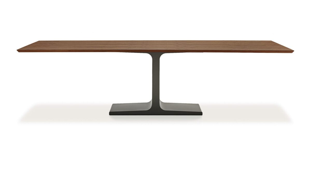 “Palace Wood Table by Sovet – modern Italian dining table with natural wood top and minimalist metal base”