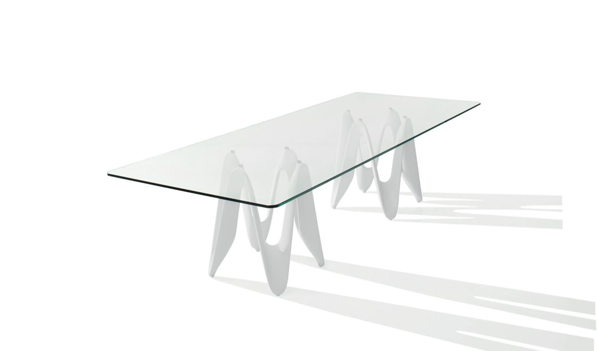 “Lambda Dining Table with Two Bases by Sovet – modern Italian design featuring dual sculptural supports and elegant rectangular top”