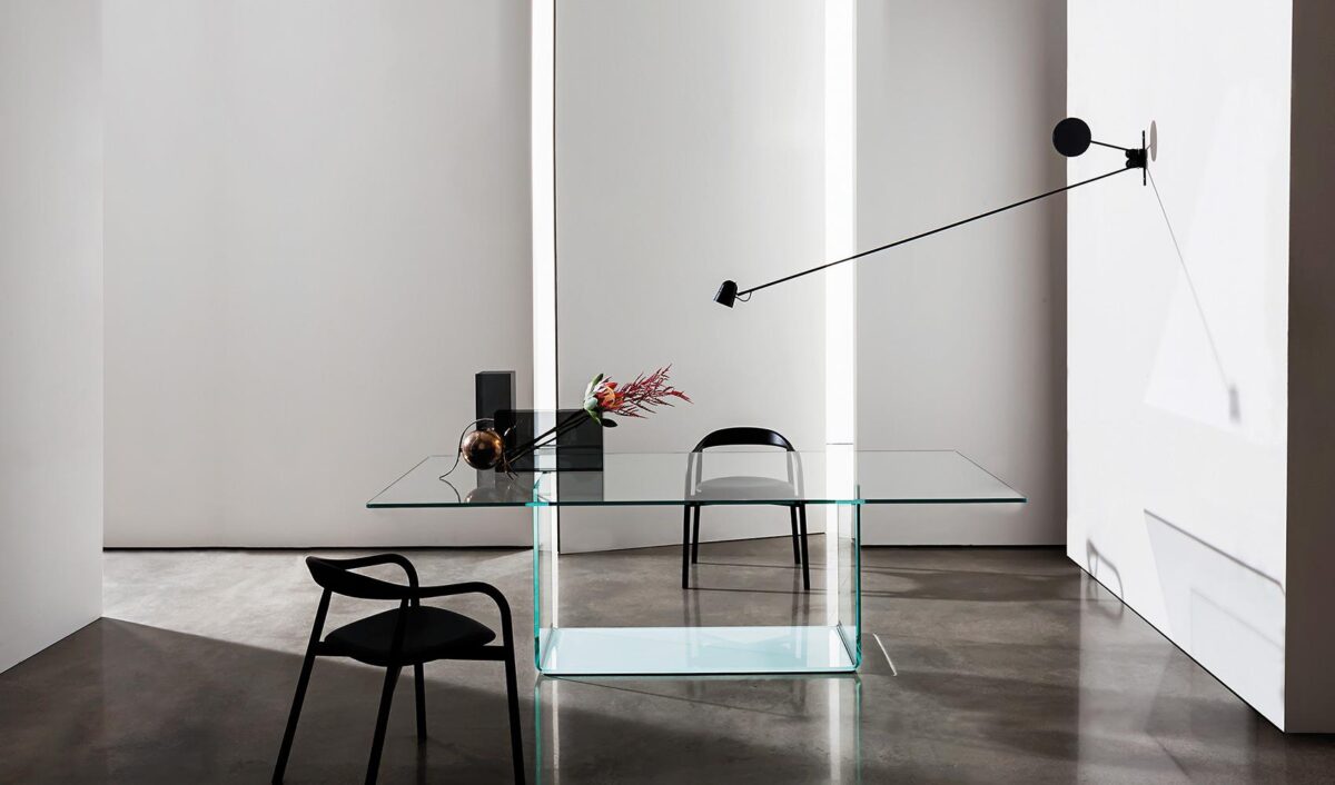“Valencia Table by Sovet – architectural statement piece with transparent elegance and modern form”