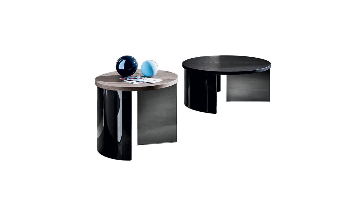 “Round designer coffee table – Regolo by Sovet with architectural styling and minimalist elegance”