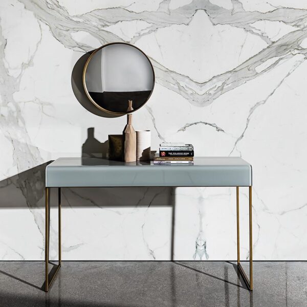 “Nido Console Table by Sovet – modern Italian console with woven metal base and elegant rectangular top”