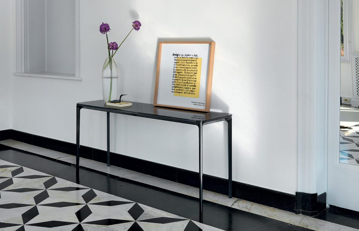 “Sovet Slim Console – designer furniture piece with slender metal legs and refined surface for modern interiors”