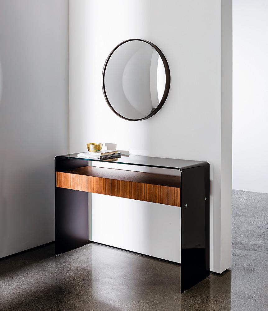 “Hall Console Table with Drawer by Sovet – modern Italian console featuring minimalist glass structure and integrated storage”