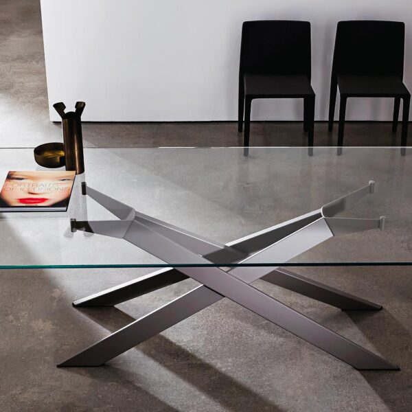 “Cross Table by Sovet – modern Italian dining table with bold intersecting base and minimalist top design”