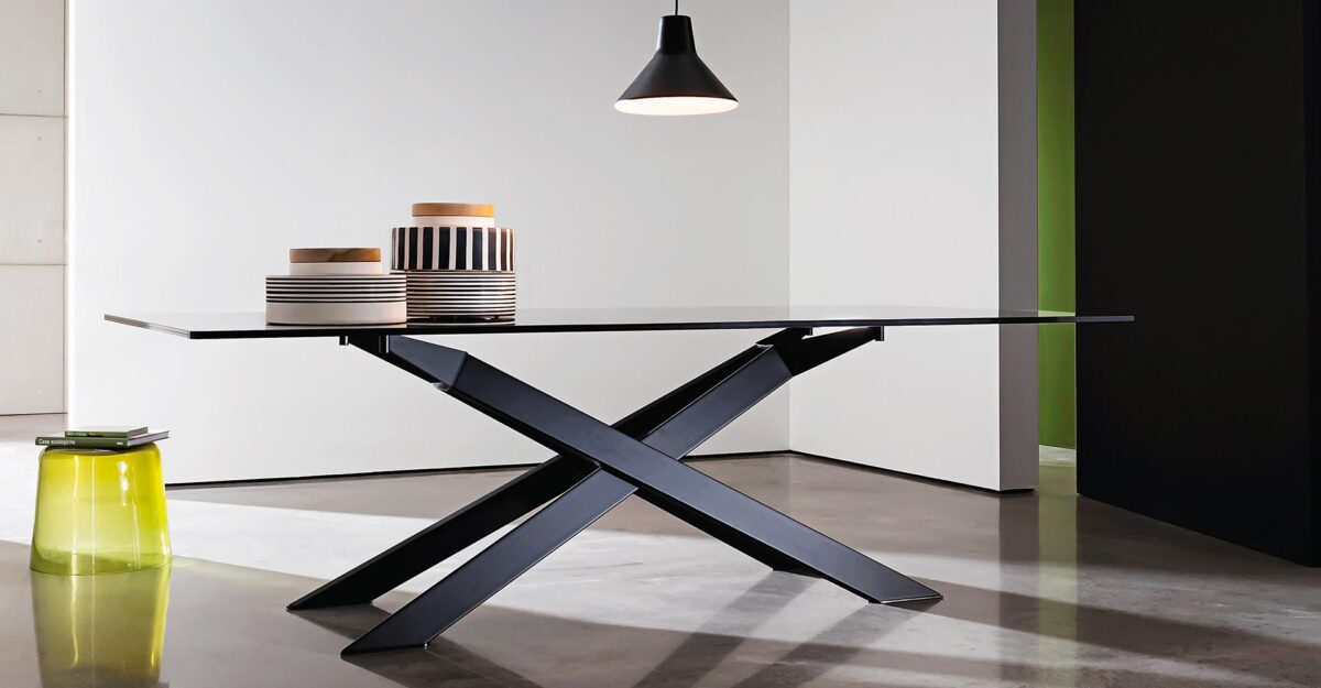 “Cross Table by Sovet – high-end Italian dining or meeting table with artistic cross-leg base”