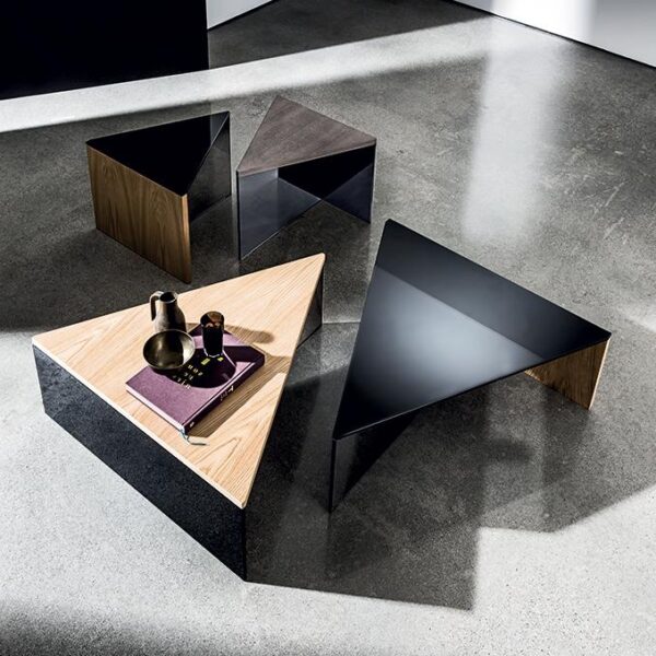 “Sovet Rule Triangular Table – contemporary designer coffee table featuring bold angular form and refined craftsmanship”