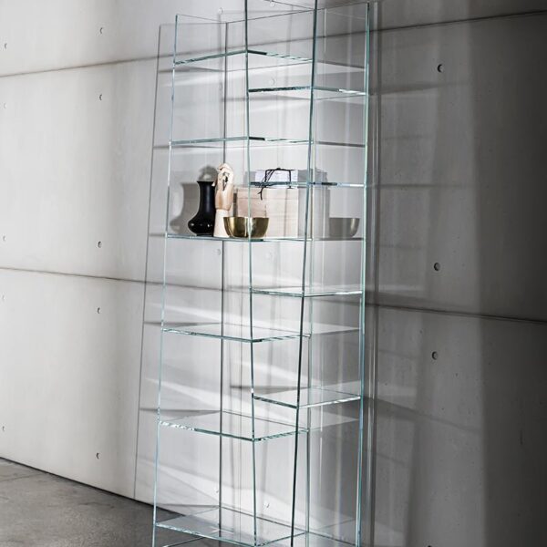 “Sovet Delphi collection – contemporary modular glass bookcases featuring sleek design and customizable configurations”