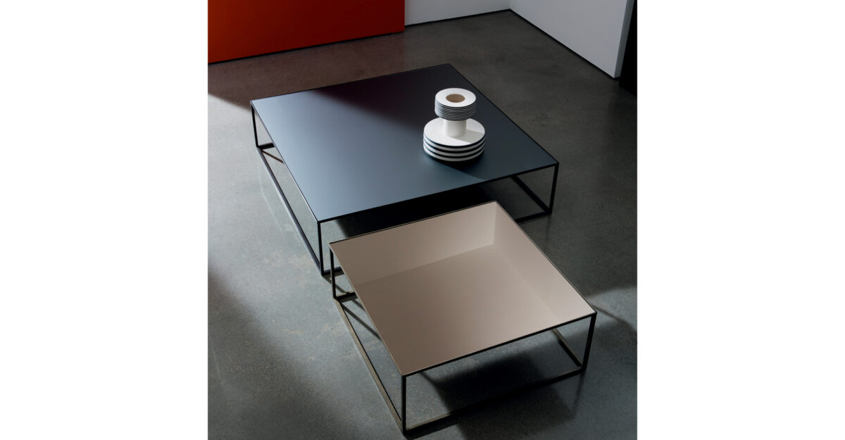 “Quadro Coffee Table by Sovet – modern Italian square table with minimalist metal frame and refined top”