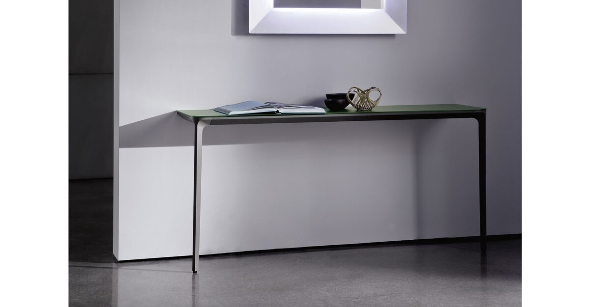 “Sovet Slim Console – modern 2-leg console table featuring elegant lines and lightweight contemporary form”