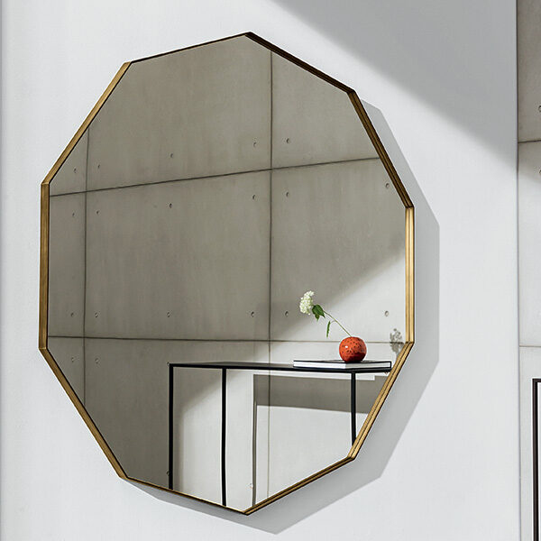 “Visual decagonal mirror by Sovet – contemporary Italian wall mirror with bold geometric ten-sided design”