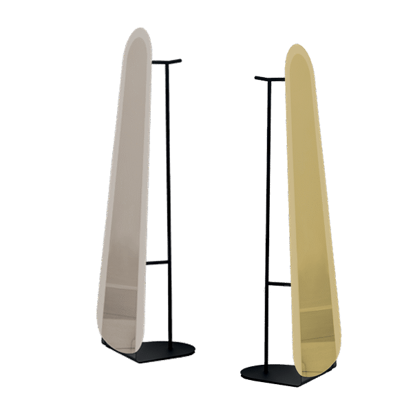 “Sovet multifunctional free‑standing Hourglass mirror – modern Italian designer mirror with versatile tabletop and display feature”