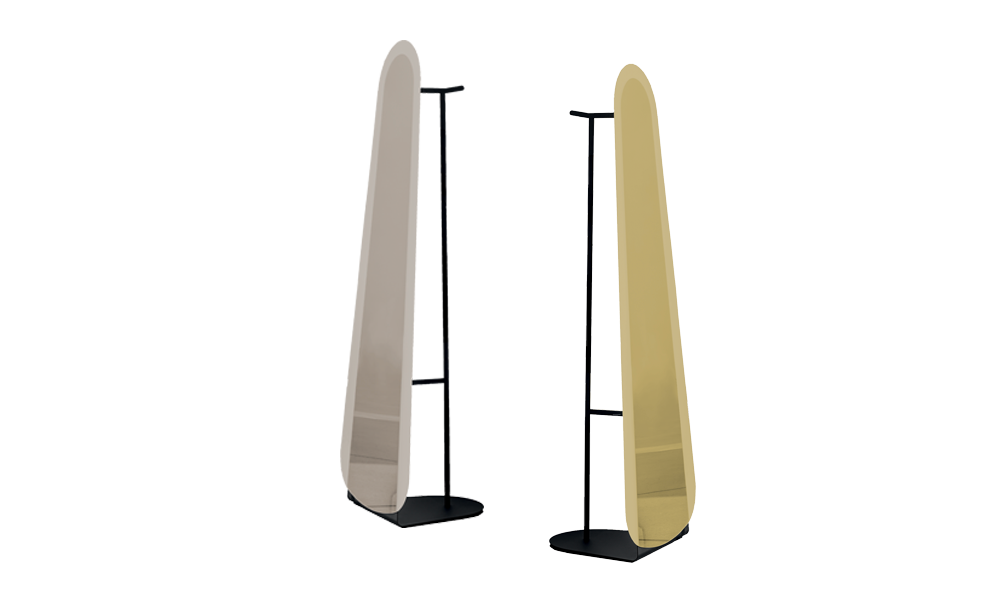“Sovet multifunctional free‑standing Hourglass mirror – modern Italian designer mirror with versatile tabletop and display feature”
