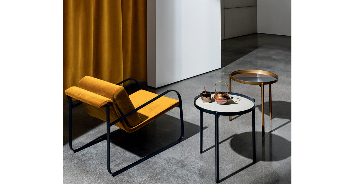 “Campos by Sovet – stylish Italian coffee table with minimalist lines and graphic metal frame”
