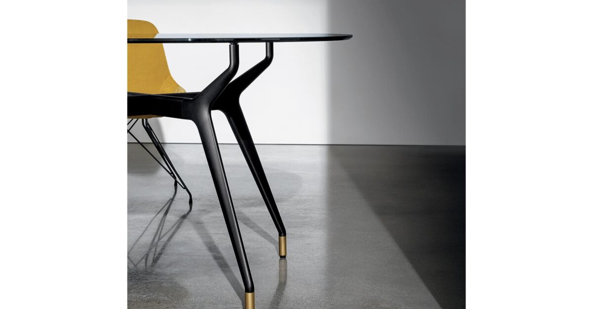 “Sovet Arkos Shaped Square Table – contemporary design with soft organic lines and bold architectural form”