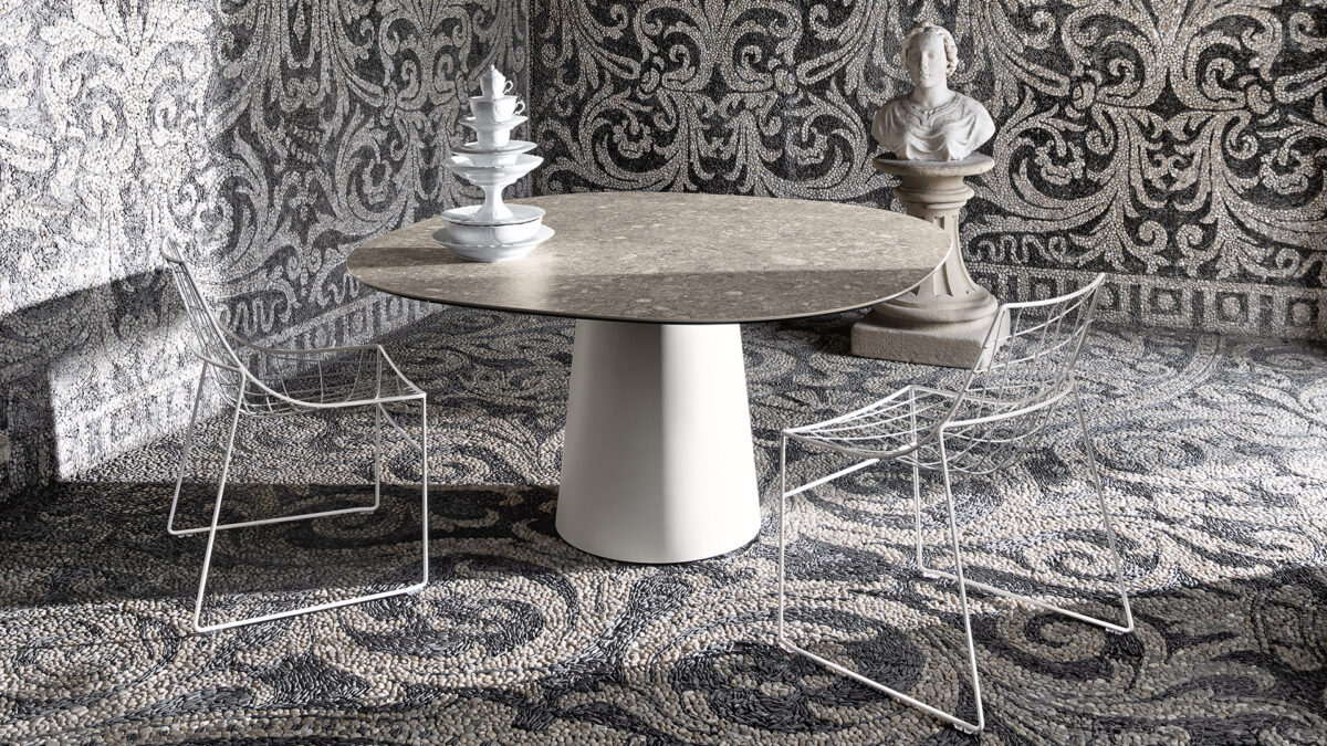 “Totem table by Sovet – modern Italian dining table with iconic central base and minimalist round top”