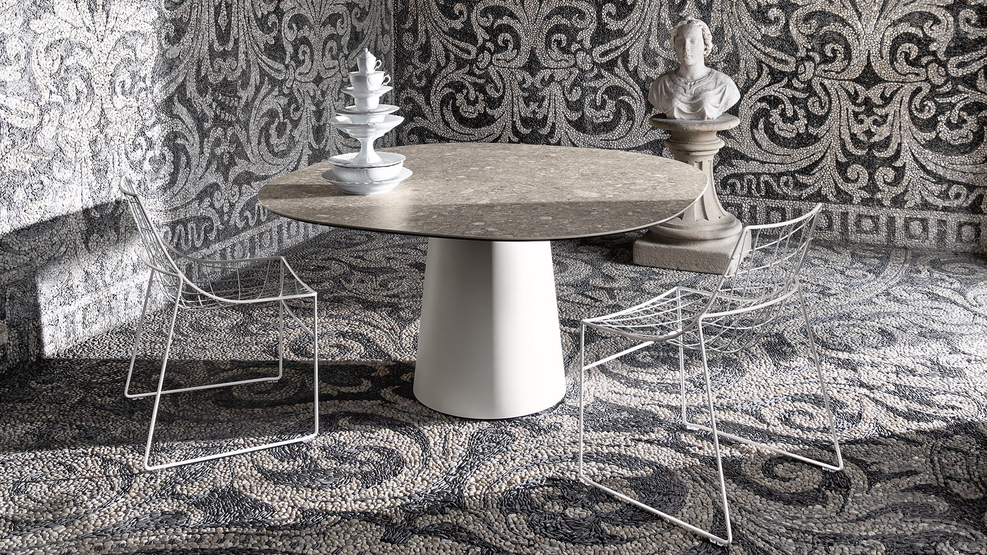 “Totem table by Sovet – modern Italian dining table with iconic central base and minimalist round top”