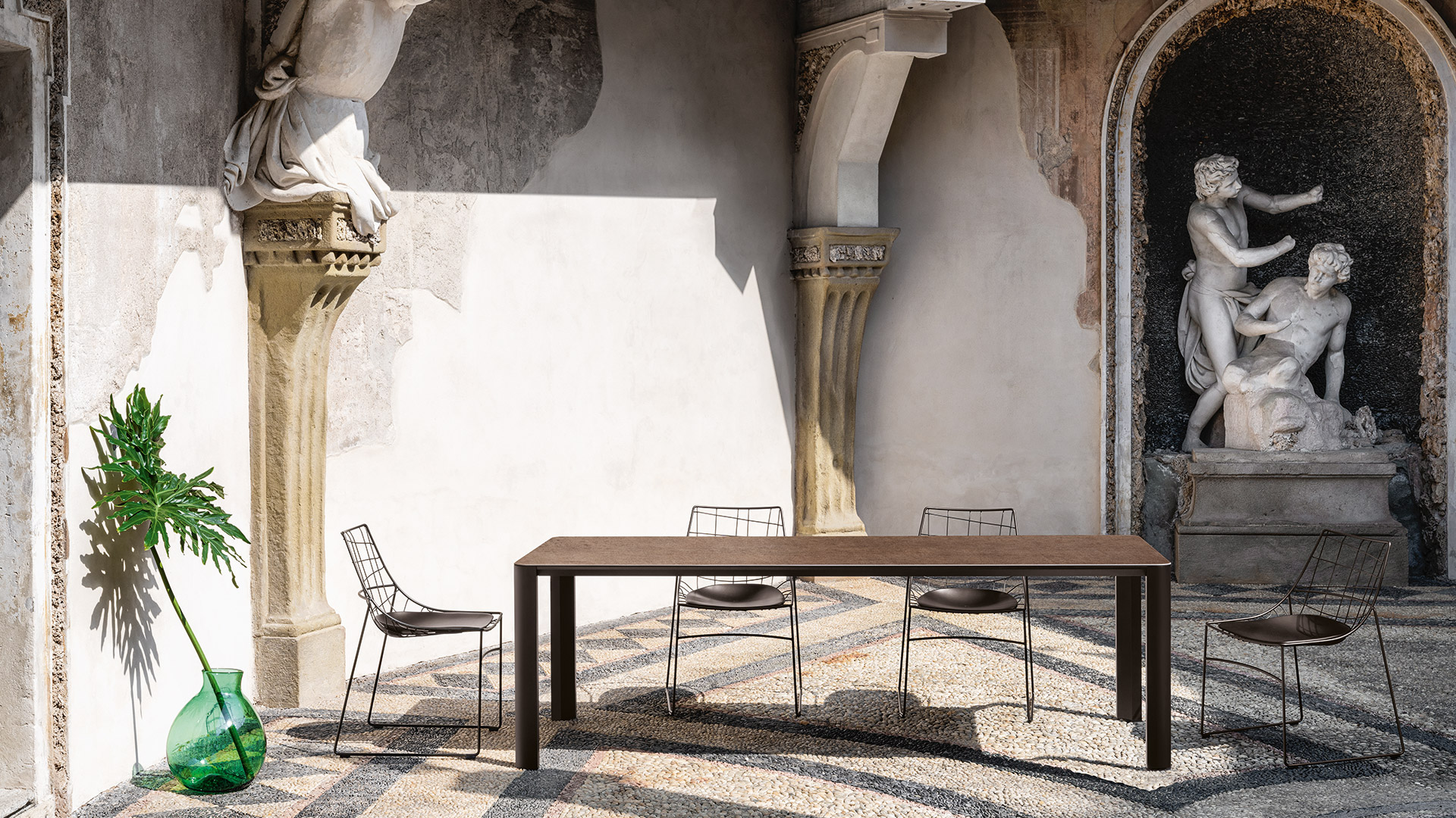 “Kodo table by Sovet – modern Italian table with bold sculptural base and refined contemporary design”