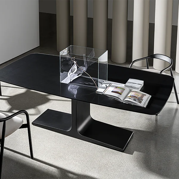 “Sovet Palace Shaped Extensible Table – contemporary designer dining table featuring organic silhouette and smooth extension mechanism”