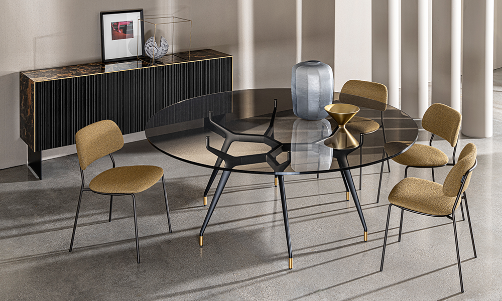 “Soft chair by Sovet – modern Italian designer chair with plush upholstered seat and minimalist silhouette”