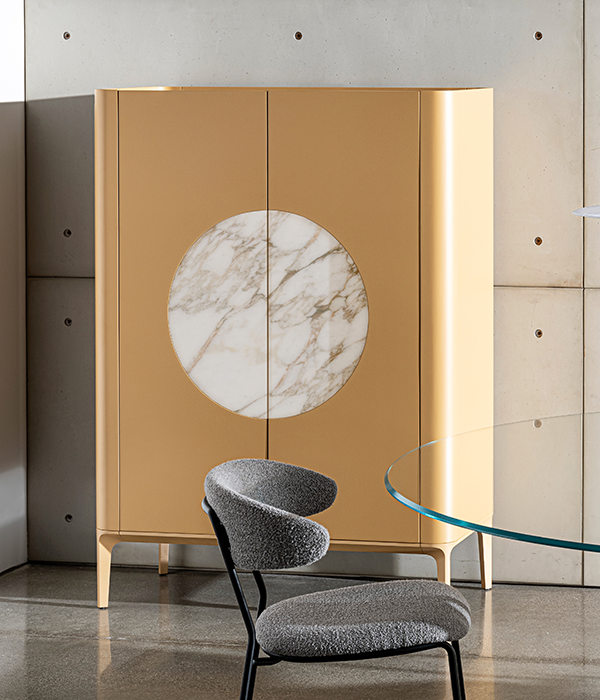 “Slim Moon sideboard by Sovet – modern Italian storage unit with curved profile and minimalist elegance”