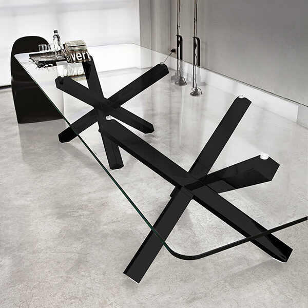 “Aikido Table with Two Bases by Sovet – modern Italian dining table featuring dual sculptural supports and a sleek elongated top”