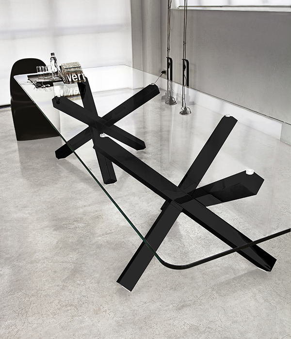 “Aikido Table with Two Bases by Sovet – modern Italian dining table featuring dual sculptural supports and a sleek elongated top”