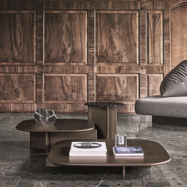 “POLYURA coffee table by Ditre Italia – sculptural Italian table with faceted base and minimalist round top”