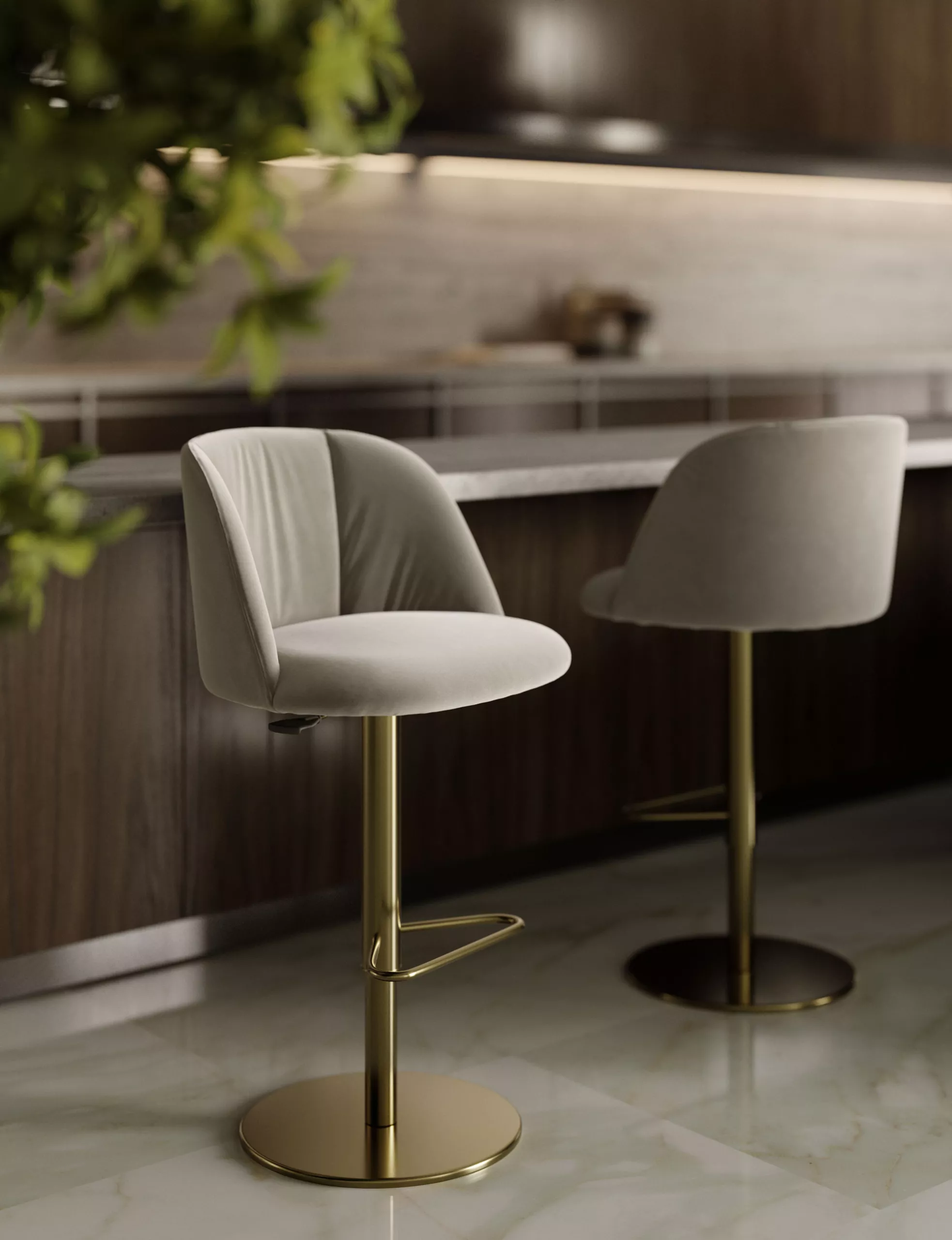 Agatha Footstool by Bontempi in Royal Oak, MI featuring a sleek metal frame and plush upholstery.