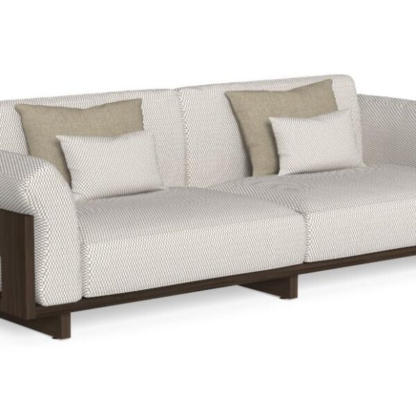 Modern Italian Argo//Wood teak 3-seater outdoor sofa by Talentispa, designer patio seating for Troy, Michigan.