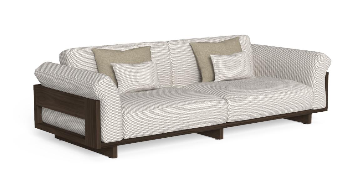 Modern Italian Argo//Wood teak 3-seater outdoor sofa by Talentispa, designer patio seating for Troy, Michigan.