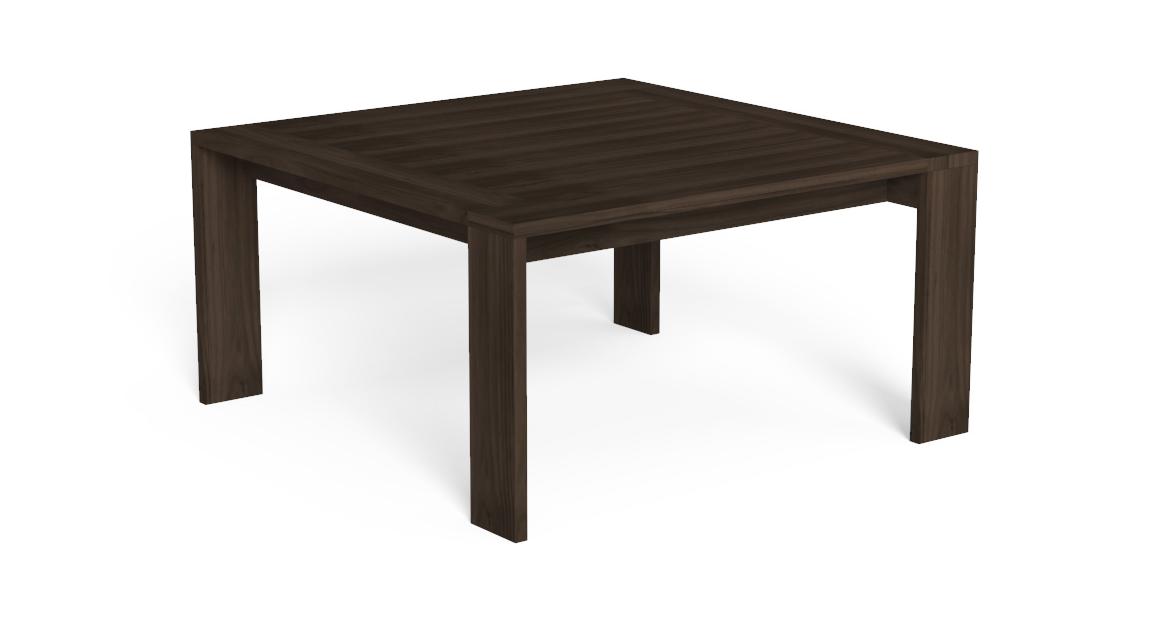 "Argo//Wood dining table by TalentiSpa in 165×165 size, perfect for seating 6–8 comfortably outdoors."