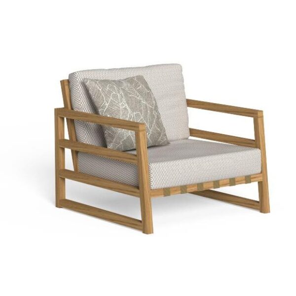 "Stylish and comfortable Alabama//Wood Living Armchair by TalentiSpa for relaxed outdoor lounging."
