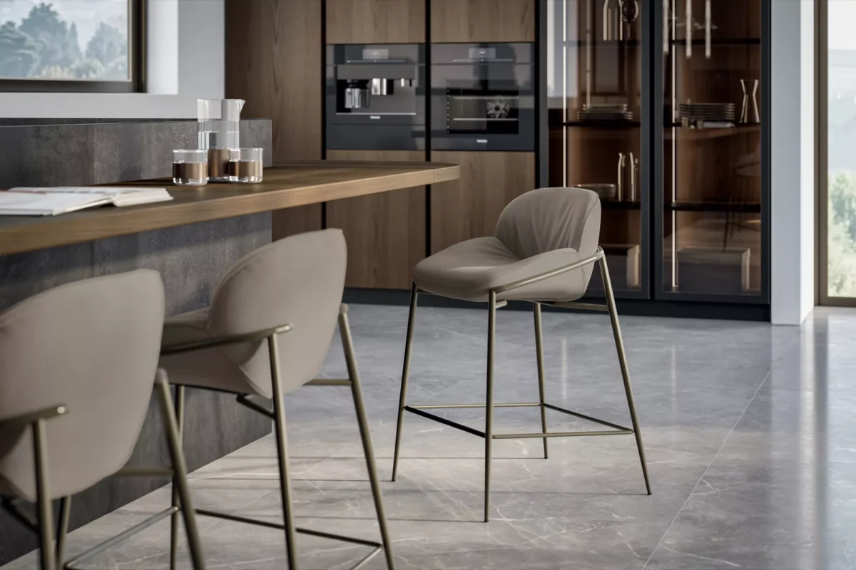 Amelie Footstool by Bontempi in Royal Oak, MI featuring a sleek metal frame and plush upholstery.