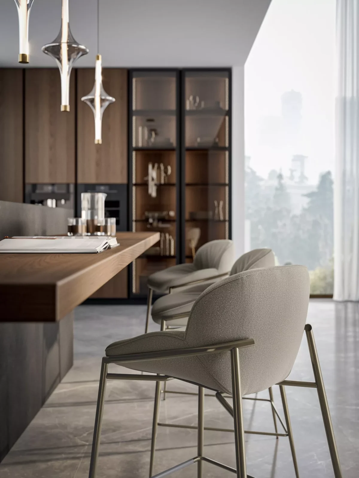 Amelie Footstool by Bontempi in Royal Oak, MI featuring a sleek metal frame and plush upholstery.