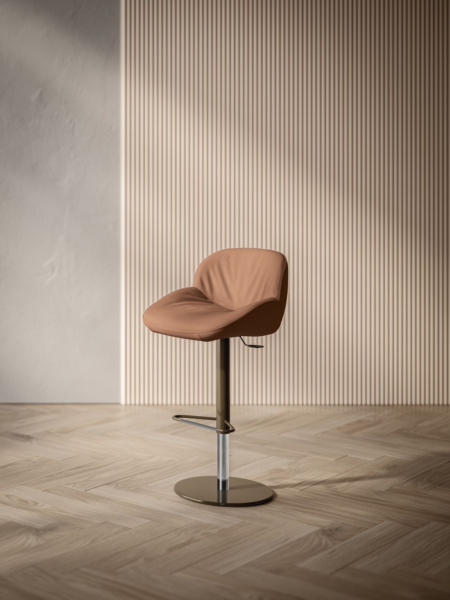Amelie Footstool by Bontempi in Royal Oak, MI featuring a sleek metal frame and plush upholstery.
