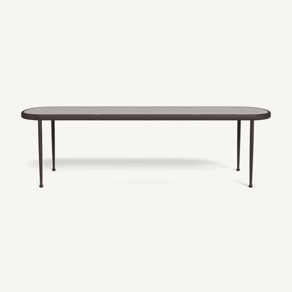 “Andre Rectangle Dining Table by Harbour – modern outdoor table with bold sculptural base and sleek top”