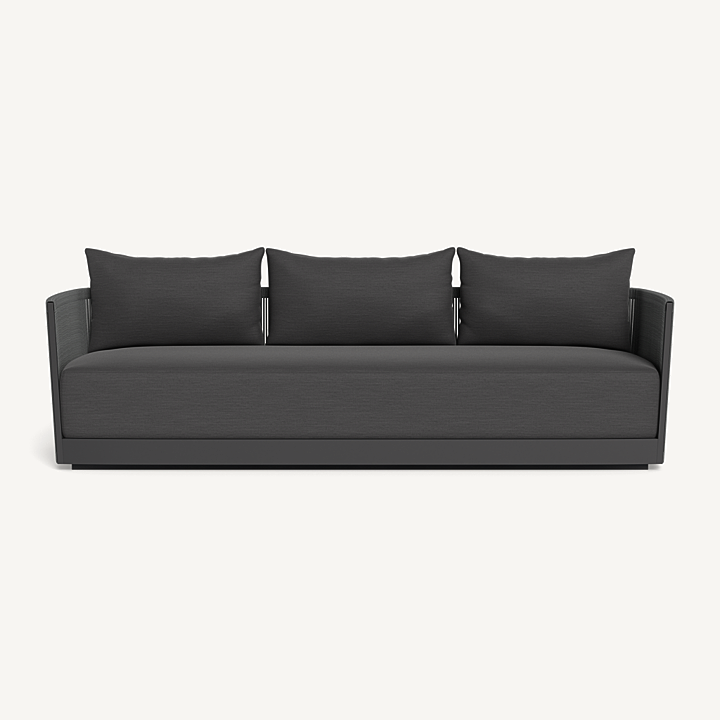 “Contemporary three-seater by Harbour – Antigua collection with artisanal handwoven texture and coastal style”