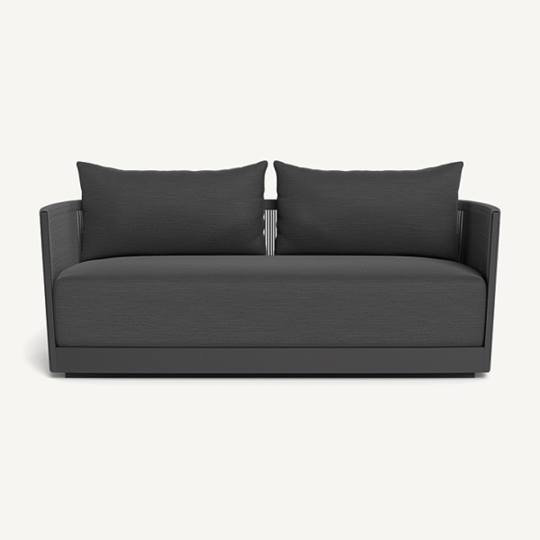 “Contemporary two-seater by Harbour – Antigua collection sofa with handwoven frame and coastal design”