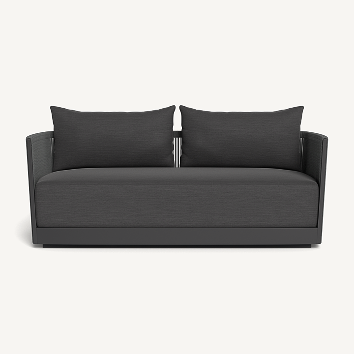 “Contemporary two-seater by Harbour – Antigua collection sofa with handwoven frame and coastal design”