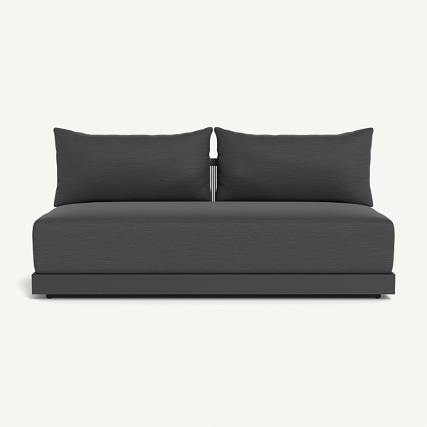 “Antigua 2 Seat Armless Sofa by Harbour – modern modular outdoor seating with low-profile aluminum frame”