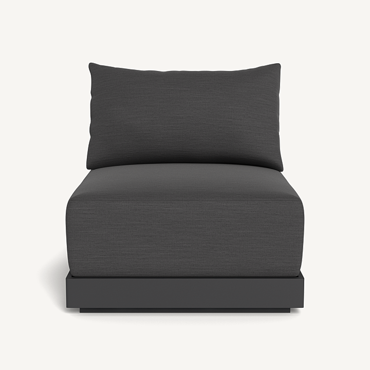 “Antigua Armless Single by Harbour – modern outdoor modular chair with plush cushions and teak accents”