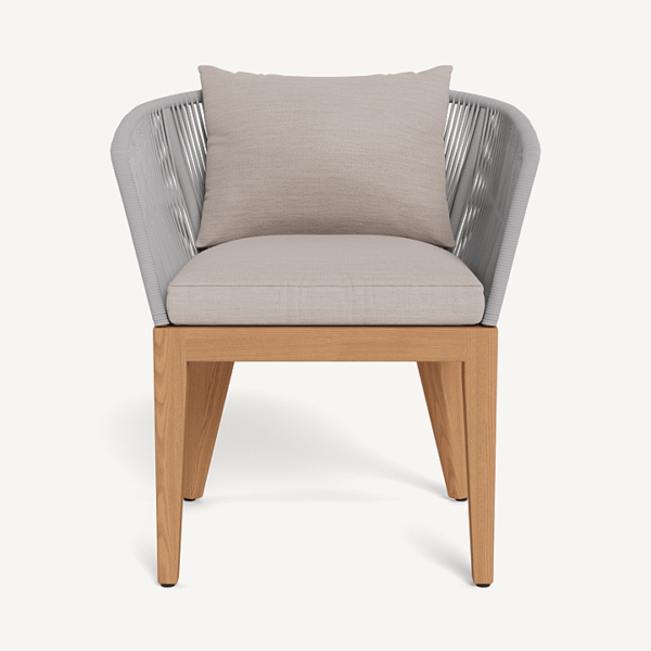 “Contemporary dining chair by Harbour – Avalon model with artisanal weave and outdoor performance fabric”